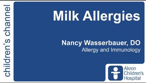 @AkronChildrens Hospital talks about Milk allergies
