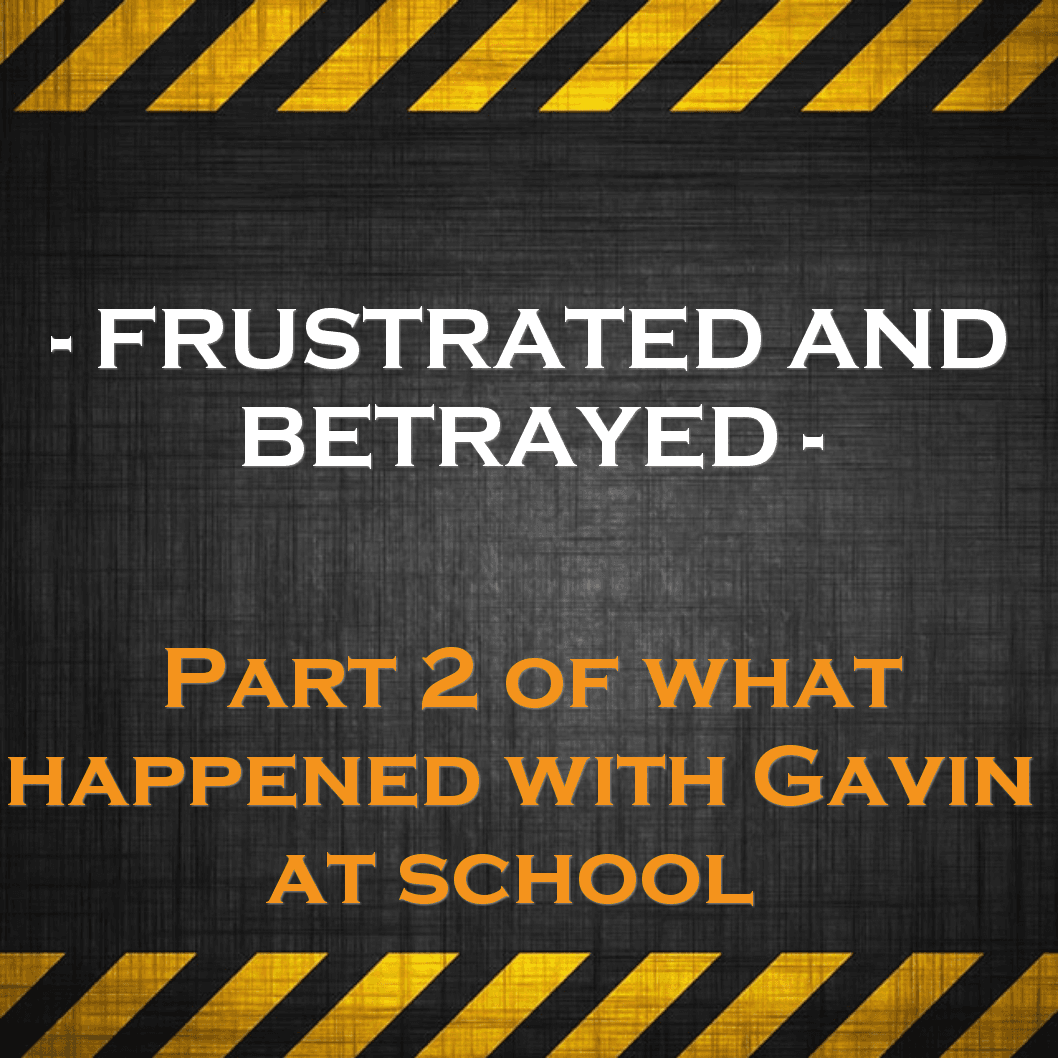 FRUSTRATED AND BETRAYED - Part 2 of what happened with Gavin at scholl