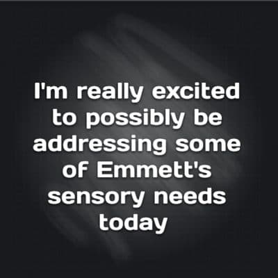 I'm really excited to possibly be addressing some of Emmett's sensory needs today