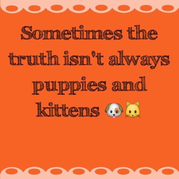 Sometimes the truth isn't always puppies and kittens