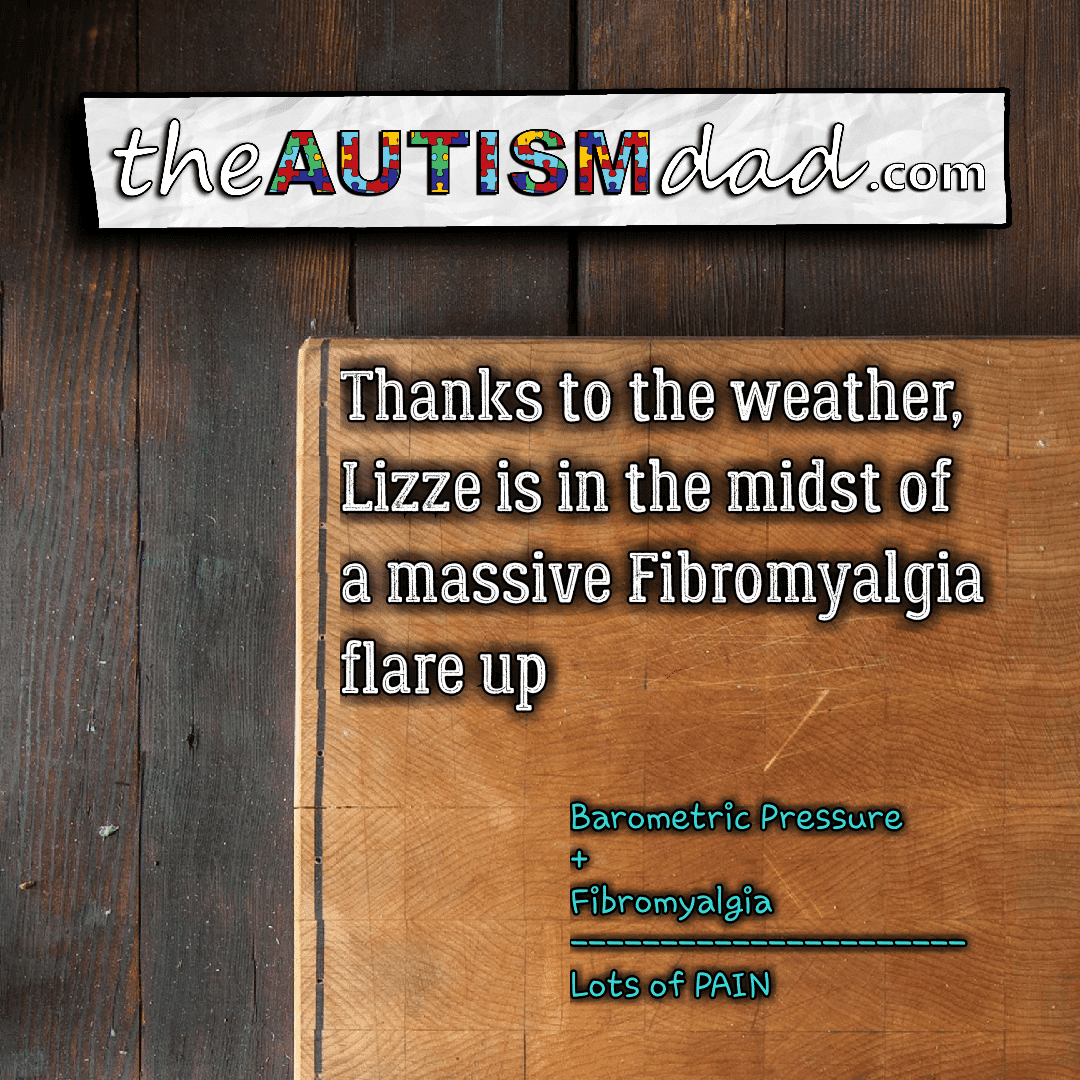 Thanks to the weather, Lizze is in the midst of a massive Fibromyalgia flare up
