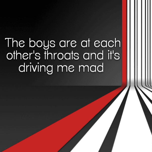 The boys are at each other's throats and it's driving me mad