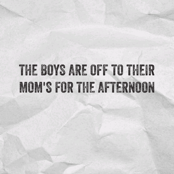 The boys are off to their Mom's for the afternoon