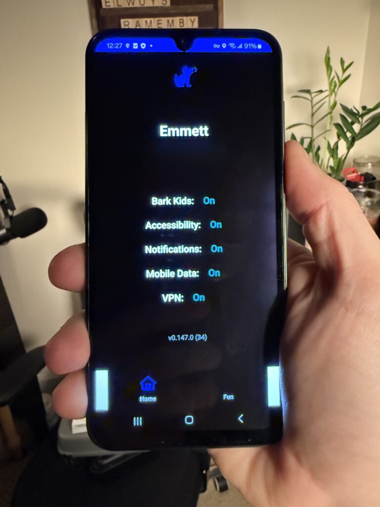 Image of a Bark Phone showcasing customizable parental controls